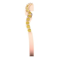 0. CT sjajan okrugli rez simulirani žuti dijamant 18k ružičasta zlatna nosača sz 9.5