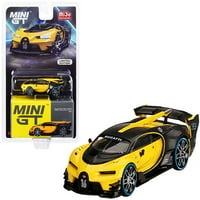 Diecast Bugatti Vision Gran Turismo žuti i karbonski crnički model modela automobila po istinskim minijaturama