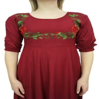 Bimba ženska cvjetna vezena maxi haljina za haljine sa marunom-4