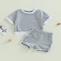 Set za baby Boys, prugasti majica kratkih rukava sa kratkim rukavima s elastičnim strukom kratkim hlačama