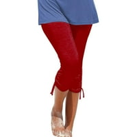 Ženske hlače od solikih uboj u boji, moda Capris lagana težina fit elastična struka baggy slabe široke