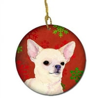 Chihuahua Crvene snežne pahulje za odmor Chrish Ceramic Ornament