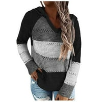 Ženske prugaste blok bloka moda V izrez Plint džemper puloveri dugih rukava prevelika pulover labavi