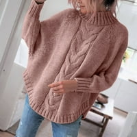 TOQOT Fall džemperi za žene - modni turtleneck dugih rukava labav pleteni ženski džemperi ružičasti