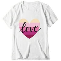 Žene Valentine Day Heart Love Print TEE kratki rukav Tors bluza majica Žene majice s dugim rukavima