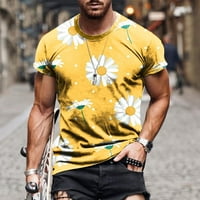 Auroural Muške majice Muškarci Casual Okrugli izrez Cvijet 3D digitalni ispis Pulover fitness sportske