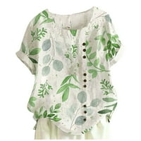 Gotyou T majice za žene Ženske ležerne tiskane O-izrez s kratkim rukavima s kratkim rukavima Green L