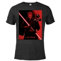 Star Wars Darth Maul Ja sam strah - pomiješana majica kratkih rukava za odrasle - prilagođeno-crnim