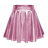 Xiuh Flowy suknja ženska ležerna moda sjajna metalna plamena nagnuta a-line mini suknja ljetne suknje za žene ružičaste l