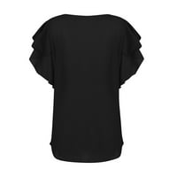 Ženski vrhovi Žene Modni Ležerne prilike O vrat Solid Boja Majice kratkih rukava Pulover T košulje Crni