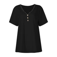 Ženski vrhovi Ženska bluza kratki rukav Ležerne prilike pune ljetne V-izrez Crne S