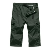 Vivianyo HD hlače za muškarce Muškarci Solid casual gumb patentni džepovi na otvorenom ravno tipom fitness