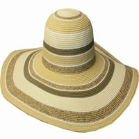 Ženske upf 50+ papirnate slamka sa višebojni prugasti široki disketni šešir - prirodni - jedna veličina