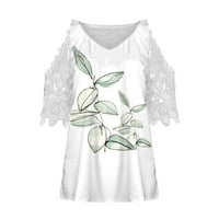 Pimfylm košulje za vježbanje Žene casual okruglog vrata kratki rukav Soild Basic Crop Top Majica White