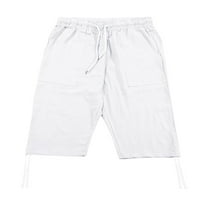 Luxplum muške kaprione hlače elastične struk dno su pune boje pantalone Ležerne plaže bijeli xl
