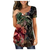 Ženski trendov slobodno čišćenje tunika Ljeto cvjetno tiskovina Tees odjeća modna prodaja majica kratkih