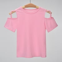 TODDLER Girls T-majice Crew Crt TEE T majice Ljetne pamučne majice kratkih rukava sa hladnim ramenom