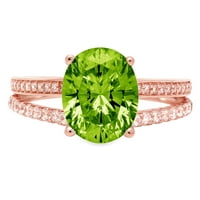 2.32ct ovalni rez zeleni prirodni prirodni peridot 14k ružičasti ružičani gravirajući izjava bridalne godišnjice Angažovanje vjenčanog prstena veličine 7.5