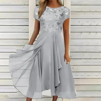 Party haljine okrugli vrat Sequin Print Maxi suknja Duga šifon patchwork haljina