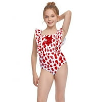 Djevojke Ruffled kupaći kostimi za djecu za kupanje za djecu Brzo suho ljeto plaža kupaći kostimi Print