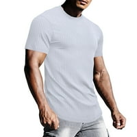 Rebrasti mišićni majica za muškarce kratki rukav mišićni košulja Trenutajte atletski osnovni rastezljivi majica Meka bluza pulover