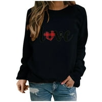 Yubnlvae džemperi za žene Ženska modna duga rukava Ljubav tiskani švedljimirtshirt olabaviti bluza vrhovi