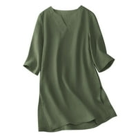 Booker Plus veličine za žene labave i tanke majice srednje dužine pet posteljine od rukave top veličine