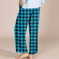 Puawkoer Womens Classic Plaid elastični pojas s elastičnim strukom Pantalone Ležerne kućne hlače Žene