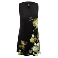 Ženska haljina bez rukava bez rukava u šupljinu izdužene cvjetne tiskane mini haljine Ljetna casual