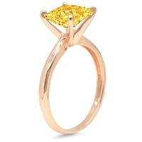 3.0ct Princess Cut Yellow Prirodni citirani 18K ružičasto zlato Angažova za angažman veličina prstena