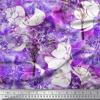 Soimoi Japan Crepe Satin tkanina SnowFlake & Tree akvarel je otisnuto tkaninsko dvorište široko