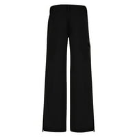 Black Novo proljeće i ljetne ženske modne sportske hlače Ležerni džep sa niskim strukom ravno radne