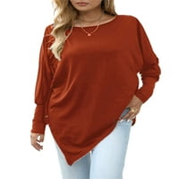 Haite nepravilna majica za žene za žene Jesenski dugi rukav casual ravnica pulover bluza