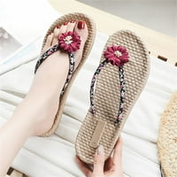 Modne proljetne i ljetne žene papuče Flip flops cvjetni s cvijećem plažom ravnog dna