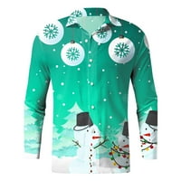 Zelene muške grafičke majice Muškarci Ležerne prilike dugih rukava Jesen zimske božićne 3D tiskane majice