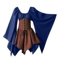 Noć vještica za žene Vintage Witch Queen Cosplay odjeća Renesansne srednjovjekovne gotičke maxi haljine