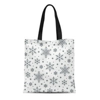 Platno torba božićne novogodišnje snježne pahulje linije zimskih praznika hladno za višekratnu upotrebu