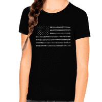 Shirt za zastavu u nevolji za djevojke Crna zastava 4. srpnja Košulje za djevojke SAD Patriotske majice