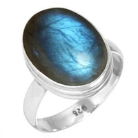 Sterling srebrni prsten za žene sivi prirodni labradoritetni dragulj Srebrna prstena Veličina u novembru