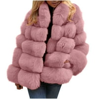 Ženska anorakska jakna dugih rukava od pune boje, udobna plus veličina zimska plišana jakna