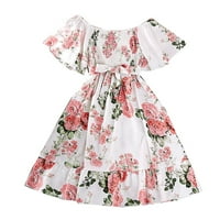 Little Child Big Kids Girls haljine jedno rame cvjetno kratki rukav haljina ljetna odjeća ljetna djevojka