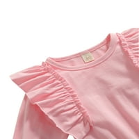 Canrulo jesen lijepa dječje djevojke odjeću čvrsti ruffff dukserice dugih rukava na vrhu hlače ružičaste pantalone postavljene ružičaste 12-mjeseci
