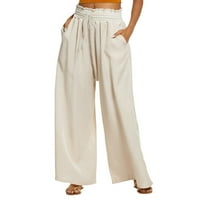 Kuglicefhk Ženske ljetne ležerne pantalone za široku nogu Elastična struka Izvlačenje labavim hlače sa džepom