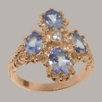 Britanci napravio 14k zlatni kubični cirkoniji i tanzanite ženski prsten iz izjave - Veličine opcije