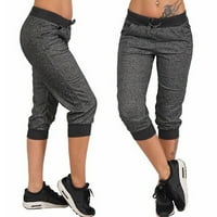 Capris za žene modni casual solid čipka sa džepovima udobne hlače kaprisu elastične vježbe trčanje hlače