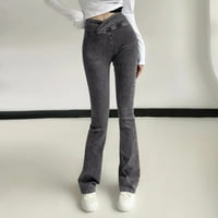 Traperice za žene visoke elastične hlače visoke elastične struke Slim Fit Jeans flare pantalone