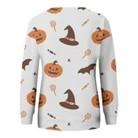 Strungten ženska casual moda Halloween Print Dugi rukav Džepni pulover za O-izrez TOP BLOUSE