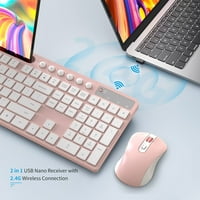 Bežična tastatura i miš hrp, 2,4 g ergonomska bežična računarska tastatura sa držačem tableta telefona,