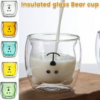Aohao Cuted medvjed kafe, dvostruko zidno mlijeko Čajne čaše Izolirane naočale 250ml 8.4oz prozirne