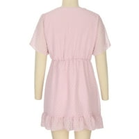 Ljetne haljine za žensko čišćenje dame kratki rukav V-izrez cvjetni print polka dot ljetne haljine